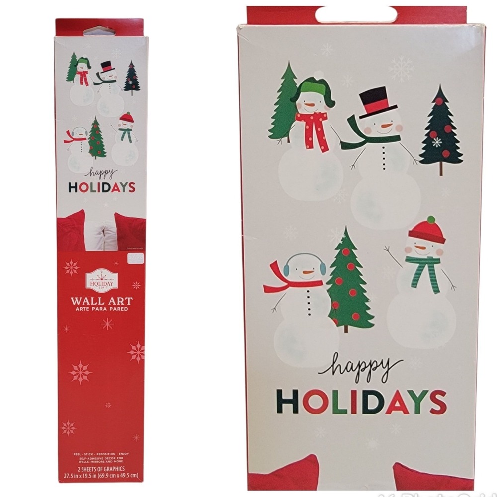 Holiday Time Snowman Christmas Wall Decals Peel & Stick Art Stickers Home Decor
